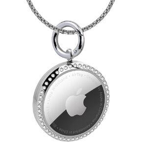 Airtag Necklace, Titanium Rhinestone Airtag Necklace for Adults, Adjustable Air Tag Necklace Kids, Airtag Holder Case Keychain Compatible Apple Airtag