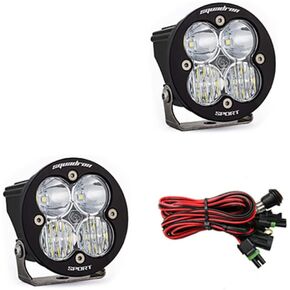 Baja Designs Squadron-R Sport Pair, Black LED Light Pods, Off Road Lights, Driving Headlights for Truck, SUV, UTV, Super Bright Driving/Combo Pattern, Waterproof, Black, Clear