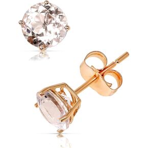 14K Rose Gold Genuine Morganite 1-1/2ct 6mm Round Stud Earrings