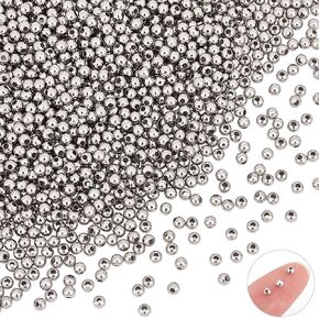 UNICRAFTALE 2000pcs 2 Colors Round Crimp Beads 2mm Stainless Steel Spacer Beads Clamp Ends Round Beads Tiny Crimps Spacer Beads Metal Beads for DIY Bracelet Necklace Jewelry Making