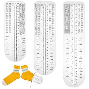 OLYCRAFT 3Pcs Sock Ruler Clear Acrylic Crochet Ruler 8/10/12 Inch Needle Ruler Needle Gauge Measure Tools Knitting Ruler Sock Blocker for DIY Crafts Handmade Gift