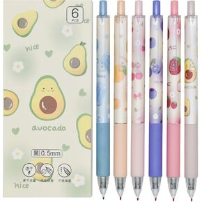 Maydahui 12PCS Cute Fresh Fruit Gel Pens Retractable 6 Styles Fun Avocado Strawberry Orange Blueberry Cherry Pens Black Ink for School Office Supplies Party Favors in Saudi Arabia