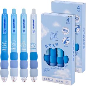 Gel Pens Set Cute Retractable Gel Black Ink Pens, Aesthetic Ballpoint Pens Needle Point Smooth Writing Medium Fine Point Tip for School Office Supplies Planners, Taking Note 0.5mm (Blue)