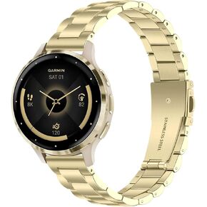 TRUMiRR Women Band for Venu 3S (41mm) Smart Watch, Stainless Steel Metal Watchband Soft Gold Strap for Garmin Venu 3S / Venu 2S / Vivomove 3S / Forerunner 265S