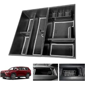 تحديث 2024 Toyota Grand Highlander Accessories علبة تنظيم وحدة التحكم المركزية 2024 صندوق تخزين Grand Highlander لعام 2024 Grand Highlander XLE Limited Platinum Hybrid Insert Tray-White 2pack in Kuwait