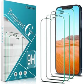 Slanku [3 عبوات من واقي شاشة الخصوصية لهاتف iPhone 12، 12 Pro من الزجاج المقسى، مضاد للتجسس، تغطية كاملة، صديق للحافظة