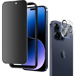 for iPhone 14 Pro Max 6.7" Matte Privacy Screen Protector with Camera Lens Protector full coverage Anti-glare anti-spy Tempered Glass Film anti-fingerprint no black border Easy Installation