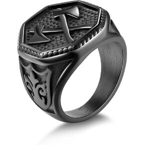 Norse Viking Battle Axe Ring Stainless Steel Vintage Nordic Scandinavian Protection Amulet Jewelry Size 7 to 13