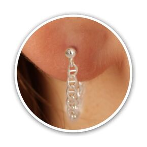 Silver Stud Chain Earrings For The Lobe - Earrings For Women Silver Chain Stud Earrings