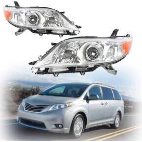 2-Pack Headlight Assembly Halogen Headlamps Replacement for 2011-2020 Sienna Left & Right