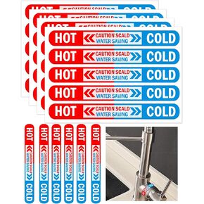40 قطعة من ملصقات المياه الساخنة والباردة، ملصقات صنبور الإيبوكسي - 1/4 × 2.5 بوصة ذاتية اللصق، مؤشر للمياه الساخنة والباردة، ملصقات صنبور مقاومة للماء للمطبخ، صنبور الحمام، شعار الدش in Kuwait