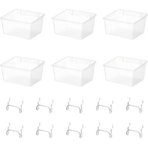 16pcs Pegboard Cups Peg Board Storage Bin and Peg Hooks,Square Box Shape 1/4" 1/8" Pegboard Cup Holder Accessories for Garage Storage Craft Workshop Workbench Kitchen Organization (4x4"-Black)