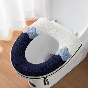 2 Pieces Thicker Bathroom Soft Toilet Seat Cover Pad with Handle Toilet Lid Cover Cushion Soft Thicker Washable Fits All Oval Toilet Seats