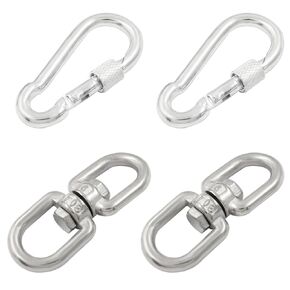 2Pcs M8 Anchor Swivel Eye and Eye Connectors + 2Pcs Spring Snap Hooks, 304 Stainless Steel Swivel Ring Double Ended Swivel Eye Hook Hanging Rotating Device Hanging Accessory