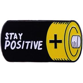 Stay Positive Encouragement Lapel Pins Brooch for Women Teen Girls Boys Cute Funny Novelty Black Yellow Enamel Backpacks Badges Hats BookBags Pin Clothes Accessory Birthday Gift