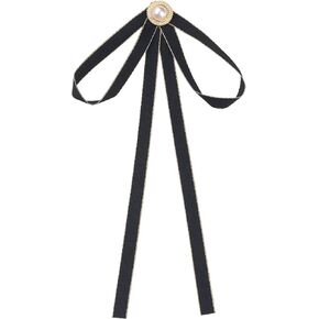 Women's Brooch Pin Bow Tie Satin Bow Brooch with Pearl for Wedding Party
