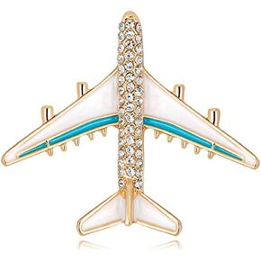 Rhinestone Airplane Brooch Pin for Women Men Crystal Enamel Plane Lapel Pins Cute Dress Accessories