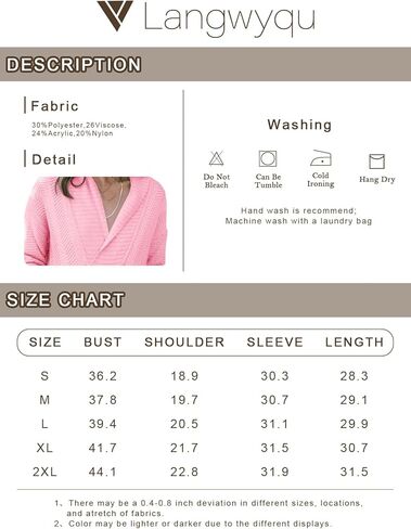 سترات نسائية من Langwyqu برقبة على شكل حرف V مع ياقة كروشيه محبوكة فضفاضة للخريف كاجوال بأكمام طويلة بلوفر ناعم مع جيوب in Kuwait