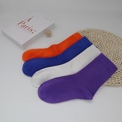 Mens Viscose Bamboo Fiber Crew Socks Breathable Classic Vibrant Colorful Fashion Cool Socks 4 Pairs in Saudi Arabia