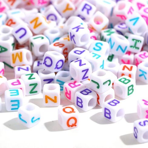 DAHI 1000pcs Cube Letters Beads Black Square Alphabet Beads A-Z Acrylic Letter Beads for Jewelry Making (White Black 6x6mm) in Saudi Arabia