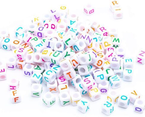 DAHI 1000pcs Cube Letters Beads Black Square Alphabet Beads A-Z Acrylic Letter Beads for Jewelry Making (White Black 6x6mm) in Saudi Arabia