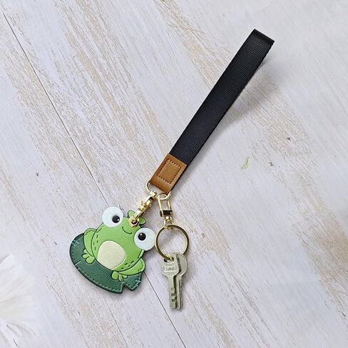 حامل بطاقة هوائية مخفي من الجلد الصناعي، ملحقات حافظة هوائية واقية لطيفة من Kawaii مع سلسلة مفاتيح بحبل لحزام المعصم (اللون Q) in Kuwait