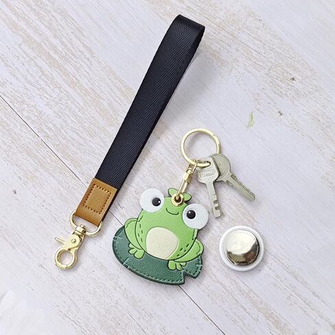 حامل بطاقة هوائية مخفي من الجلد الصناعي، ملحقات حافظة هوائية واقية لطيفة من Kawaii مع سلسلة مفاتيح بحبل لحزام المعصم (اللون Q) in Kuwait