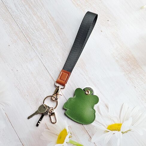 حامل بطاقة هوائية مخفي من الجلد الصناعي، ملحقات حافظة هوائية واقية لطيفة من Kawaii مع سلسلة مفاتيح بحبل لحزام المعصم (اللون Q) in Kuwait