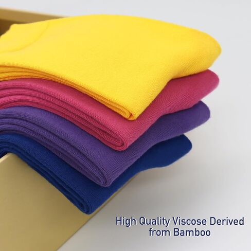 Mens Viscose Bamboo Fiber Crew Socks Breathable Classic Vibrant Colorful Fashion Cool Socks 4 Pairs in Saudi Arabia