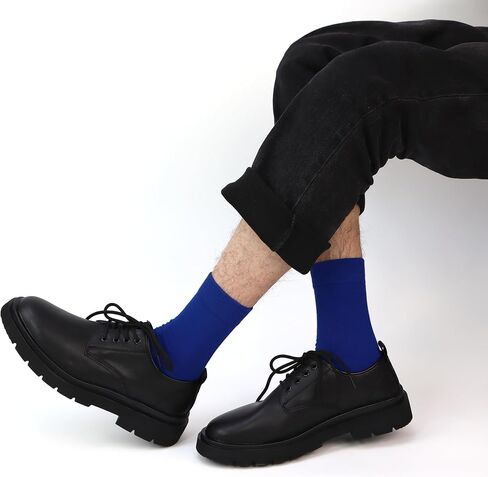 Mens Viscose Bamboo Fiber Crew Socks Breathable Classic Vibrant Colorful Fashion Cool Socks 4 Pairs in Saudi Arabia