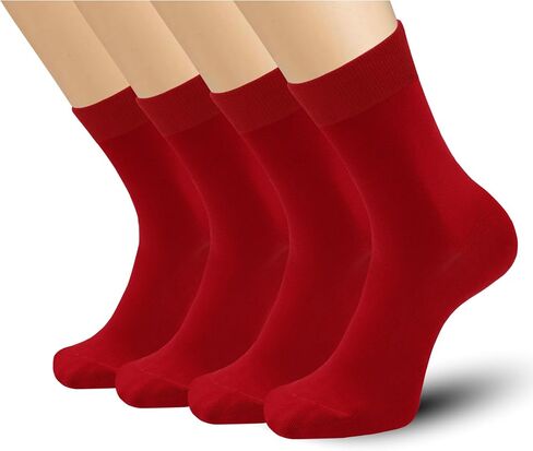 Mens Viscose Bamboo Fiber Crew Socks Breathable Classic Vibrant Colorful Fashion Cool Socks 4 Pairs in Saudi Arabia