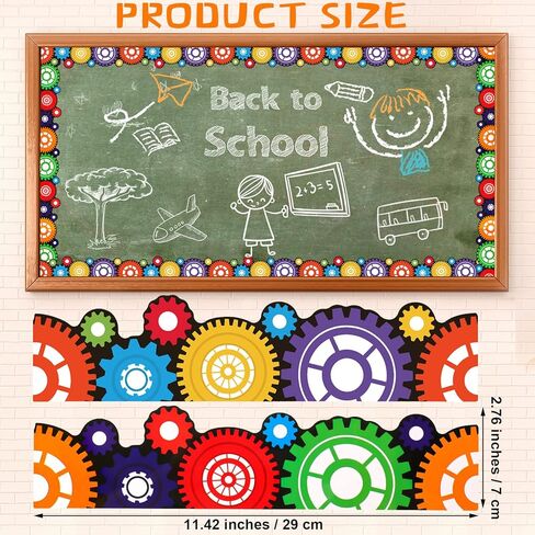 Jutom 60 Pcs Gears Bulletin Board Border Colorful Cutouts for Bulletin Board Bulletin Board Trim Science Themed Decoration Border for School Classroom Chalkboard Office Home in Kuwait
