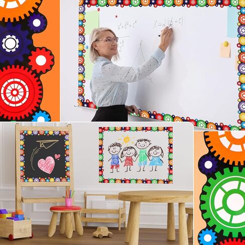 Jutom 60 Pcs Gears Bulletin Board Border Colorful Cutouts for Bulletin Board Bulletin Board Trim Science Themed Decoration Border for School Classroom Chalkboard Office Home in Kuwait