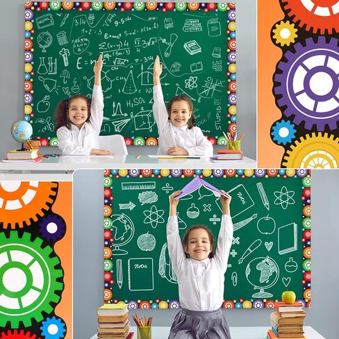 Jutom 60 Pcs Gears Bulletin Board Border Colorful Cutouts for Bulletin Board Bulletin Board Trim Science Themed Decoration Border for School Classroom Chalkboard Office Home in Kuwait