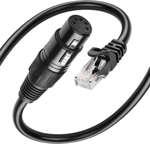 كابل تمديد GINTOOYUN 5 Pin XLR أنثى إلى RJ45 كابل XLR DMX للسماعات والخلاطات ومعدات إضاءة الصوت والمسرح - 30 سم/1 قدم (5 Pin XLR أنثى إلى RJ45 ذكر) in Saudi Arabia