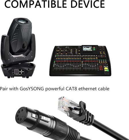 كابل تمديد GINTOOYUN 5 Pin XLR أنثى إلى RJ45 كابل XLR DMX للسماعات والخلاطات ومعدات إضاءة الصوت والمسرح - 30 سم/1 قدم (5 Pin XLR أنثى إلى RJ45 ذكر) in Saudi Arabia