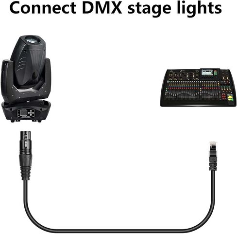 كابل تمديد GINTOOYUN 5 Pin XLR أنثى إلى RJ45 كابل XLR DMX للسماعات والخلاطات ومعدات إضاءة الصوت والمسرح - 30 سم/1 قدم (5 Pin XLR أنثى إلى RJ45 ذكر) in Saudi Arabia