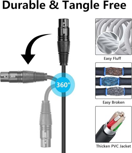 كابل تمديد GINTOOYUN 5 Pin XLR أنثى إلى RJ45 كابل XLR DMX للسماعات والخلاطات ومعدات إضاءة الصوت والمسرح - 30 سم/1 قدم (5 Pin XLR أنثى إلى RJ45 ذكر) in Saudi Arabia