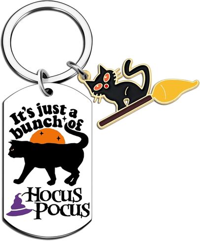 Hocus Pocus Keychain الساحرة هدايا الهالوين المخيفة للنساء والفتيات المراهقات عشاق السحر هدايا الهالوين للنساء الإناث أفضل الأصدقاء الهالوين الرعب القطة السوداء ملحقات الديكور in Kuwait