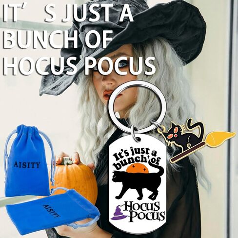Hocus Pocus Keychain الساحرة هدايا الهالوين المخيفة للنساء والفتيات المراهقات عشاق السحر هدايا الهالوين للنساء الإناث أفضل الأصدقاء الهالوين الرعب القطة السوداء ملحقات الديكور in Kuwait