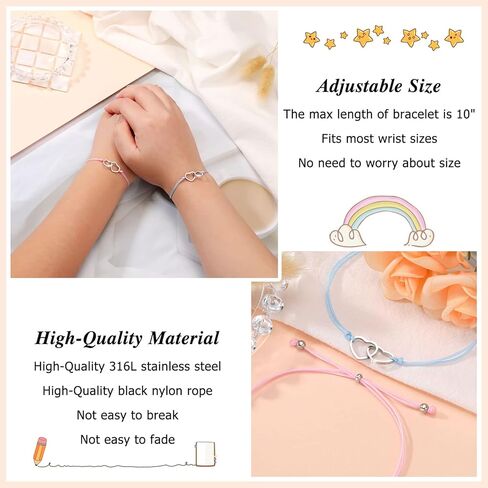 PINKDODO First Day of Bracelets Set for 2 Matching Wish Bracelets Back to School Gifts in Kuwait