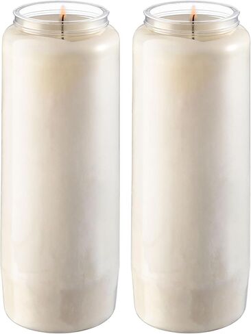 Rambue 9 Day Prayer Candles, 1 Pack - 7" White Memorial Candle for Shiva, Religious Ceremony, Party, Emergency Candles - Long Burning Vegetable Wax in Plastic Jars in Saudi Arabia