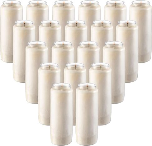Rambue 9 Day Prayer Candles, 1 Pack - 7" White Memorial Candle for Shiva, Religious Ceremony, Party, Emergency Candles - Long Burning Vegetable Wax in Plastic Jars in Saudi Arabia