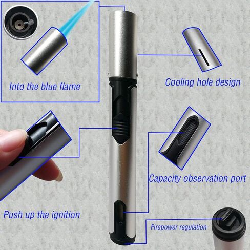 Refillable Butane Torch Lighter Adjustable Flame Lighter Jet Camping Lighter for Desserts, Creme Brulee, Welding, BBQ and Baking -Black (Butane Gas Not Included) in Saudi Arabia