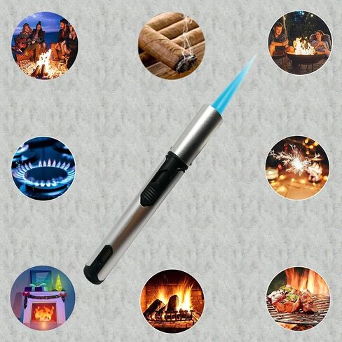 Refillable Butane Torch Lighter Adjustable Flame Lighter Jet Camping Lighter for Desserts, Creme Brulee, Welding, BBQ and Baking -Black (Butane Gas Not Included) in Saudi Arabia