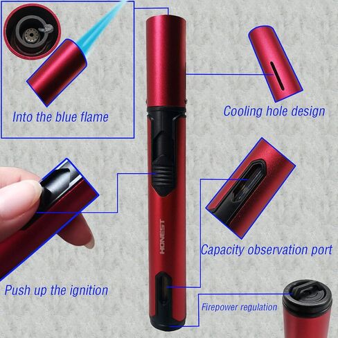 Refillable Butane Torch Lighter Adjustable Flame Lighter Jet Camping Lighter for Desserts, Creme Brulee, Welding, BBQ and Baking -Black (Butane Gas Not Included) in Saudi Arabia