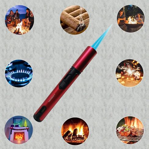 Refillable Butane Torch Lighter Adjustable Flame Lighter Jet Camping Lighter for Desserts, Creme Brulee, Welding, BBQ and Baking -Black (Butane Gas Not Included) in Saudi Arabia
