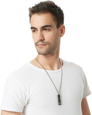 Black Silver Stainless Steel Bible Verse Cross Dog Tag Pendant Necklace for Men, 24-28 Inches Chain in Saudi Arabia