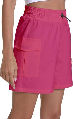 Rrosseyz Running Shorts for Women with Pockets Athletic Sport Lightweight Gym Pants for Workout and Sports(Hot Pink,M) in Saudi Arabia