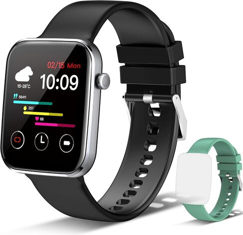 Smart Watch, 1.69" Full Touch Screen Fitness Watch Waterproof Fitness Tracker with Activity Tracker for Android iOS for Men Women for Gift Black Green in Saudi Arabia